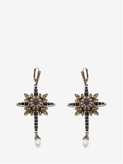 navy blue mcqueen jewelry|alexander mcqueen crossbar earrings.